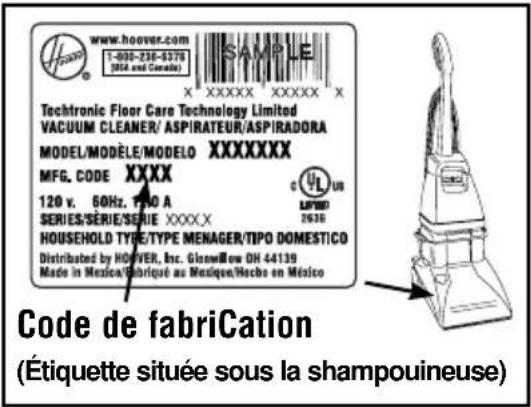 HOOVER SteamVac Pet Complete - CODE DE FABRICATION - 1