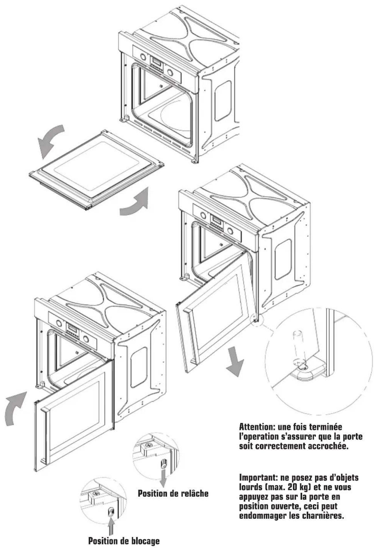 BORETTI MTSA60 IX - Retrait et réinstallation de la porte du four - 3