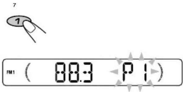 JVC KSFX772R - Druk op de cijfertoets (in dit voorbeeld cijfertoets 1) en houd deze langer dan 2 seconden ingedrukt. - 1