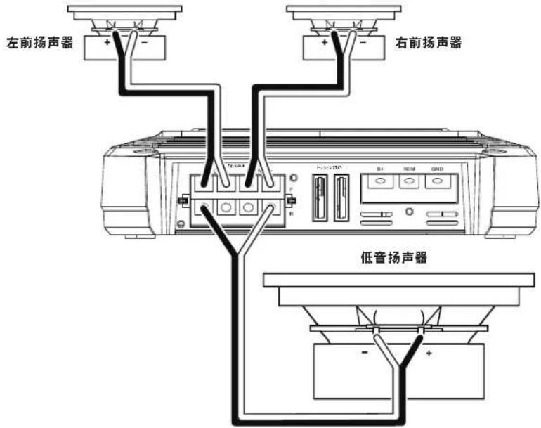JBL GXA3001 - GX-A604扬声器连接：3声道操作 - 1