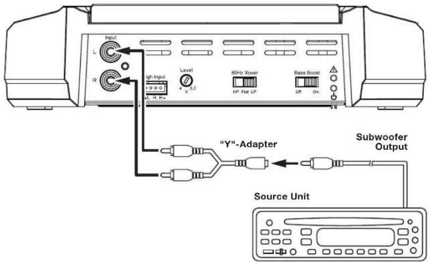 JBL GXA3001 - GX-A602 INPUT CONNECTIONS: BRIDGED OPERATION - 1