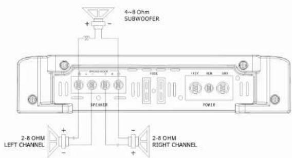 Ground Zero GZTA 4125X - Conexión de los altavoces para el funciona bajo de 3 vías - notas - 8