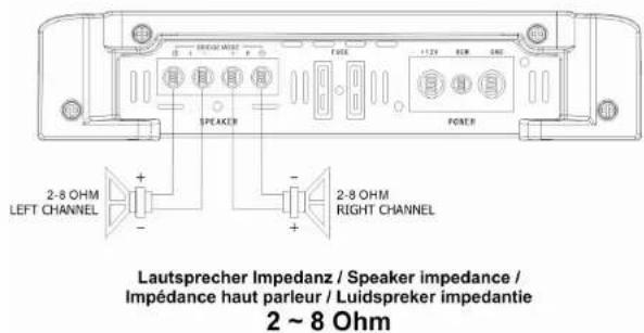 Ground Zero GZTA 2255X - Conexión de los altavoces para el funcionacho mode de 3 vías - notas - 6