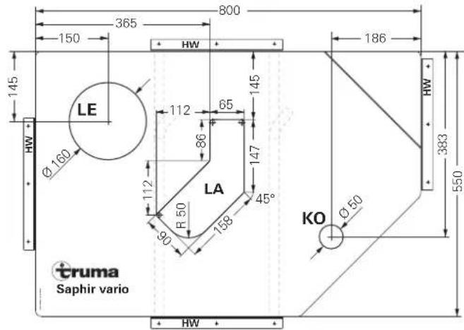 TRUMA Saphir Vario - Installation dimensions - 1