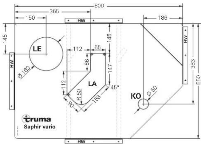 TRUMA Saphir Vario - Misure per il montaggio - 1