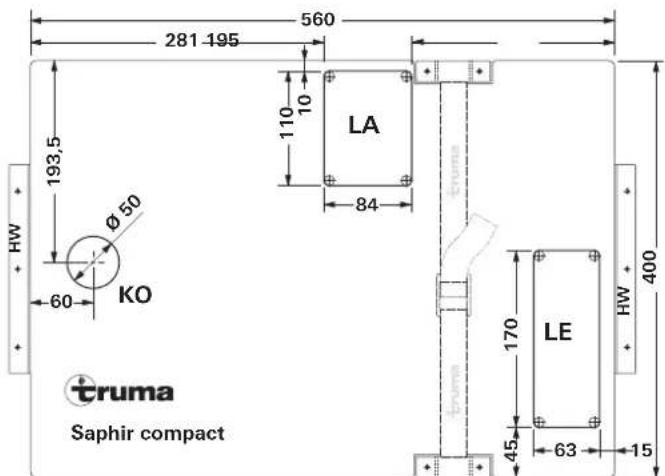 TRUMA Saphir compact - Inbouwmaten - 1
