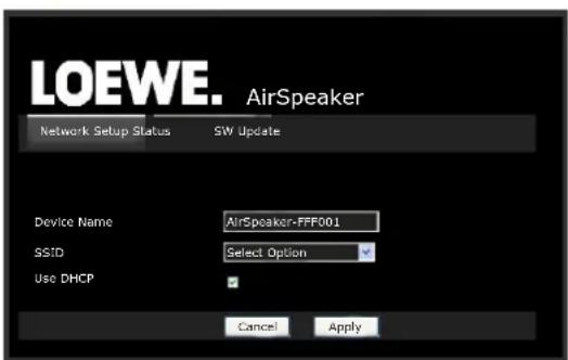 LOEWE AirSpeaker ID - Rete wireless - Pagina di configurazione - 1