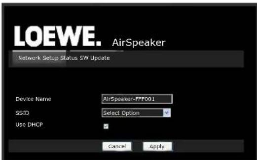 LOEWE AirSpeaker ID - Draadloos network - Configuratiepagina - 1
