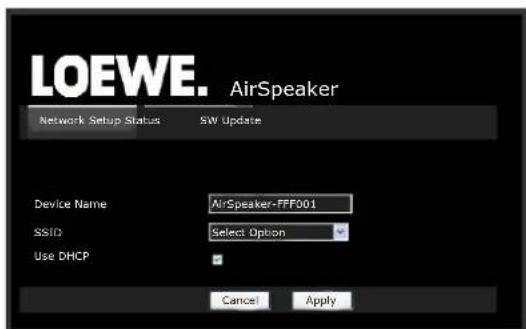 LOEWE AirSpeaker ID - Réseau sans fil - Page de configuration - 1