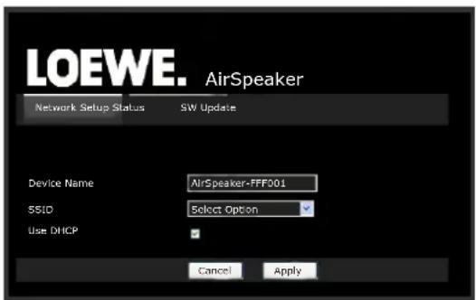 LOEWE AirSpeaker ID - Rede sem fios - Páçina de configuração - 1