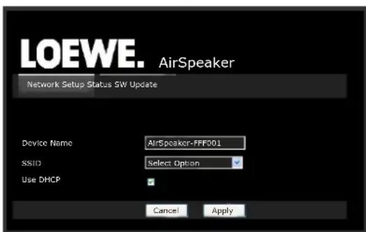 LOEWE AirSpeaker ID - Siec bezprzewodowa - strona konfiguraksi - 1