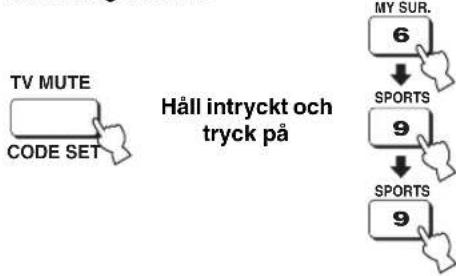 YAMAHA HTY7030 - Mata in fjärrstyrningskoden med hjälp av sifferknapparna samtidigt som CODE SET hålls intryckt. - 1