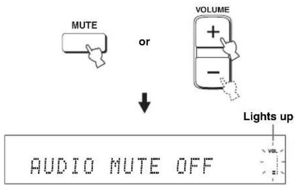 YAMAHA HTY7030 - Press MUTE again (or press VOLUME +/-) to resume the sound output. - 1