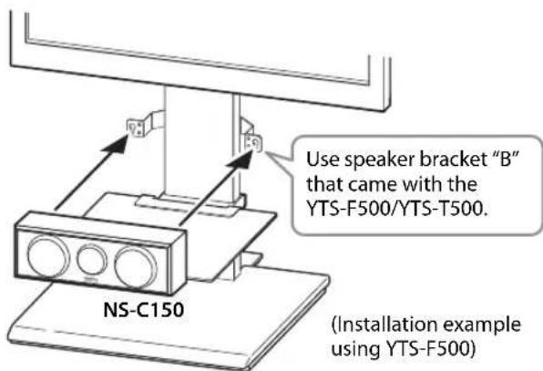 YAMAHA NSPA150 - Mounting the center speaker on the Yamaha YTS-F500/YTS-T500 TV stand - 2