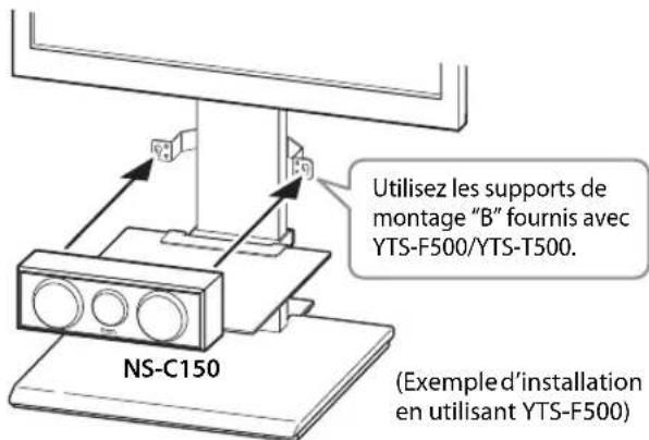 YAMAHA NSPA150 - Monter l'enceinte central sur le pied de téléviseur Yamaha YTS-F500/YTS-T500. - 2