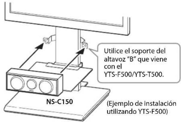 YAMAHA NSPA150 - Instalar el altovoz central sobre el soporte Yamaha YTS-F500/YTS-T500 TV - 2