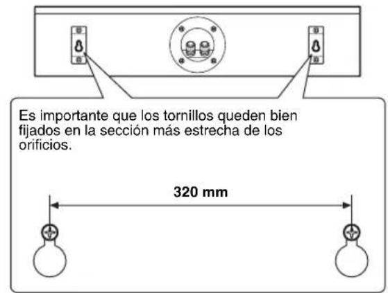 Es importante que los tornillos queden bien fijados en la sección más estrecha de los orificios. 320 mm