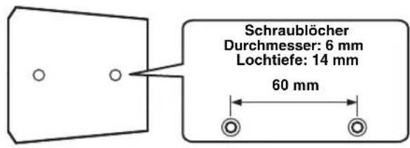 Schraublöcher Durchmesser: 6 mm Lochtiefe: 14 mm 60 mm