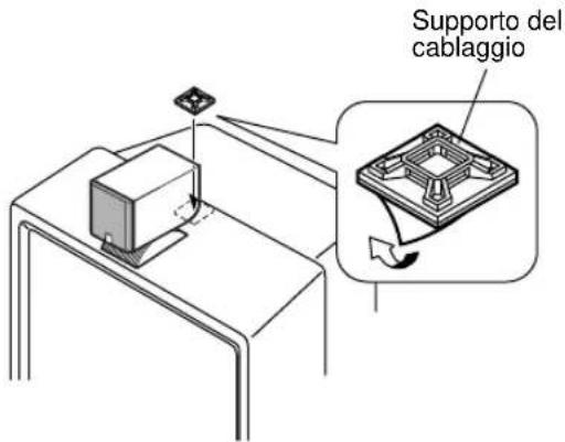 YAMAHA NSU40P - Posizionamento dell'altoparlante centrale su un monitor con il supporto dell'altoparlante attaccato allo stesso. - 1