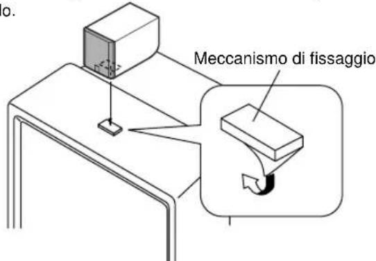 YAMAHA NSU40P - Posizionate l'altoparlante centrale sul monitor servendovi del dispositivo di fissaggio fornito. - 1