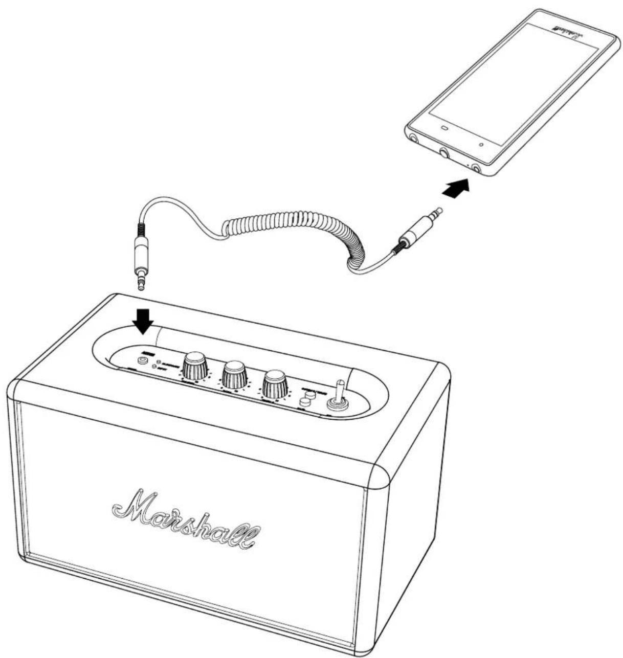 MARSHALL Acton Bluetooth - CONNEXION D’UNE SOURCE DE SON PAR CÂBLE - 1