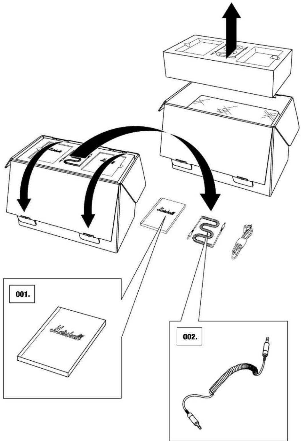 MARSHALL Acton Bluetooth - CORDON EN SPIRALE À DOUBLE EXTRÉMITÉ AVEC PRISES STÉRÉO 3,5 MM POUR CONNECTER VÔTURE LECTEUR DE MUSIQUE - 1
