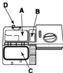 INDESIT DSG 573 S - Het vaatwasmiddel toevoegen - 1