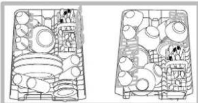 INDESIT DSG 573 S - Exemples de chargement du panier supérieur - 1