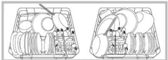INDESIT DFP 273 NX - Exemples de chargement du panier inférieur - 1