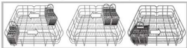 INDESIT DFP 273 NX - Cutlery basket positioning examples - 1