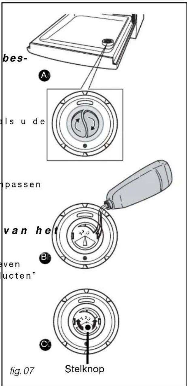 bes- A als u de passen van het even ucten" C Stelknop fig. 07
