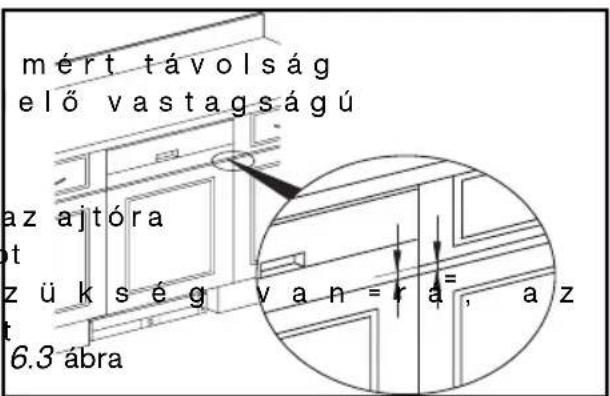 mért távolság elő vastagságú az ajtóra z ü k s é g van = r a= , az 6.3 ábra