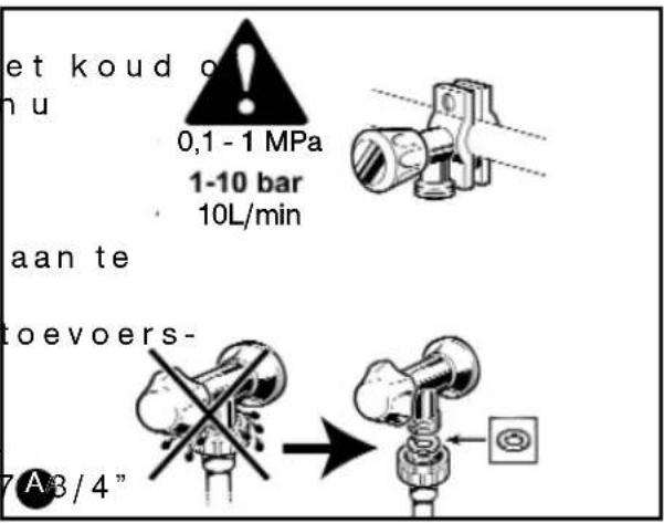et koud o nu 0,1 - 1 MPa 1-10 bar 10L/min aan te toevoers- 7 A3/4"