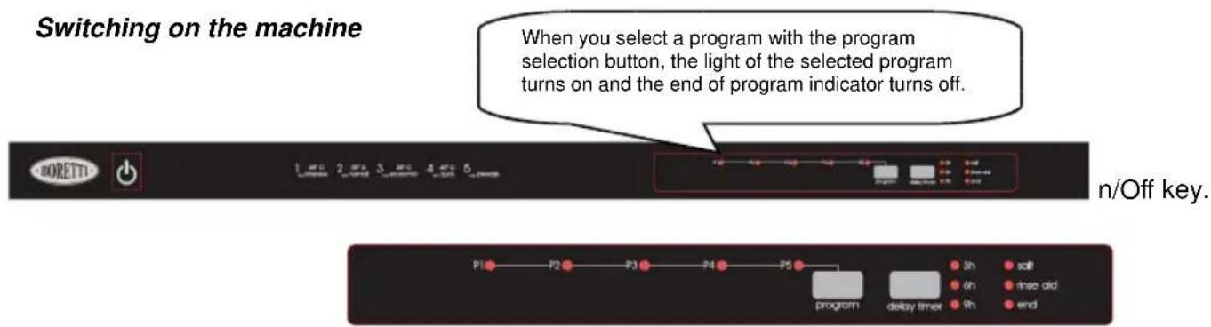 BORETTI BVW652 - SWITCHING ON THE MACHINE AND SELECTING A PROGRAMME - 1