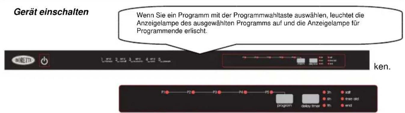 BORETTI BVW652 - GERÄT EINSCHALTEN UND PROGRAMM AUSWÄHLEN - 1