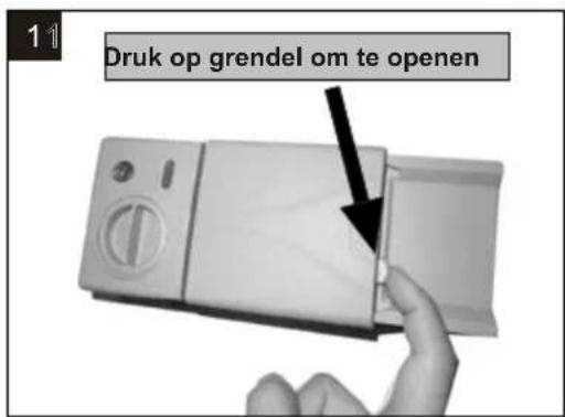 Druk op grendel om te openen
