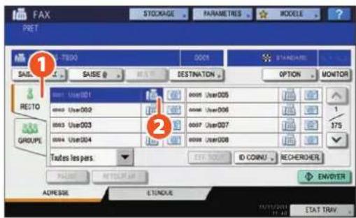 TOSHIBA EStudio 456SE - Spécification des destinataires dans le répertoire téléphonique - 1