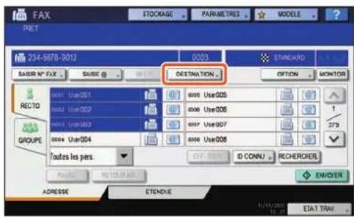 TOSHIBA EStudio 456SE - Consultation des destinataires - 1