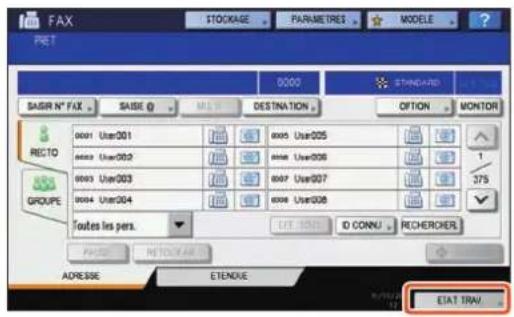 TOSHIBA EStudio 356SE - Appuyez sur [ETAT TRAV.]. - 1