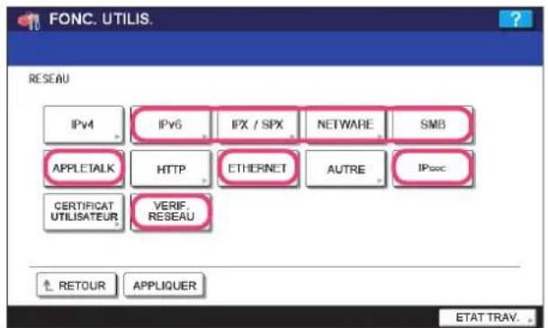 TOSHIBA EStudio 4520c - Menu RESEAU dans le menu ADMIN - 1