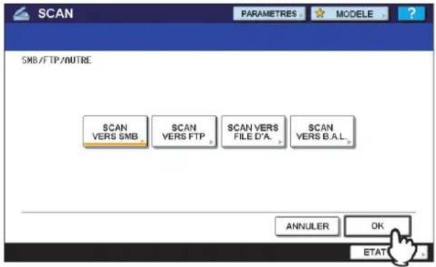TOSHIBA EStudio 4520c - Lorsque le menu SMB/FTP/AUTRE réapparait, appuyez sur [OK]. - 1