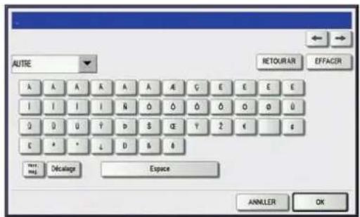 AUTRE RETOURAR EFFACER A A A A A A A A C E E E E I I I I N O O O O O O O D U ? D S G Y Z € 4 E * * ↓ D B Wrr. Decalage Espace ANNLLER OK
