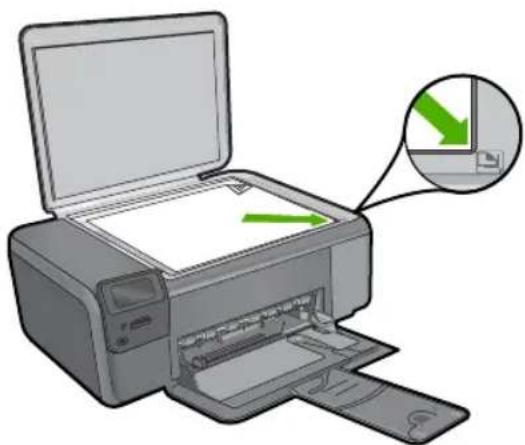 HP Photosmart C4640 - Per caricare un originale sulla superficie di scansione - 2