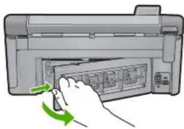 HP Photosmart C6340 - So beseitigen Sie Papierstaus durch dieindhere Klappe: - 1