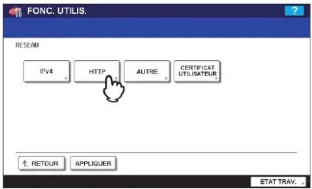 FONC. UTILIS. RESEAU IPv4 HTTP AUTRE CERTIFICAT UTILISATEUR RETOUR APPLIQUER ETAT TRAV.