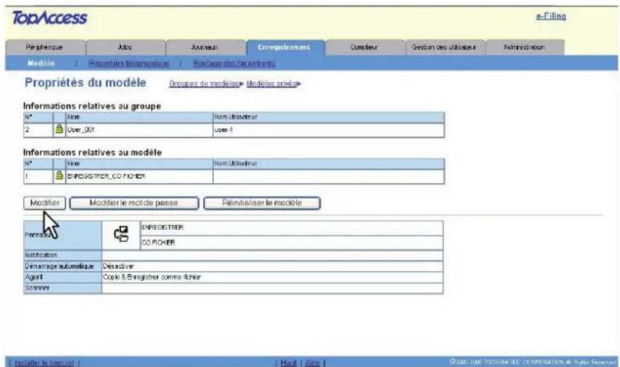TopAccess e-Filing Parhéristique Jobs Journants Carreglement Concevoir Gestion des utilisateurs Administration Modèle Récambles Références Routabo des Départments Propriétés du modèle Groçues de modélaire > Modèles privée> Informations relatives au groupe N° Nom Nom Utilisécteur 2 User_001 user-1 Informations relatives au modèle N° Nom Nom Utilisécteur 1 ENREGISTÉR_CO RICHER Modifier Modifier le modèle passe Pénétabliser le modèle Perrière ENREGISTÉR CO RICHER Notification Deme-rage automatique Desactiver Agentl Copie & Enregistrer comme Ricier Stanner Emplifier le Impérature | Hauf | Ace | © 2020.108.1000000000000000000000000000000000000000000000000000000000000000000