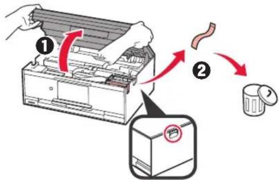 CANON Pixma TS9000 - Removendo os materiais de embalagem/ligando a impressora - 3