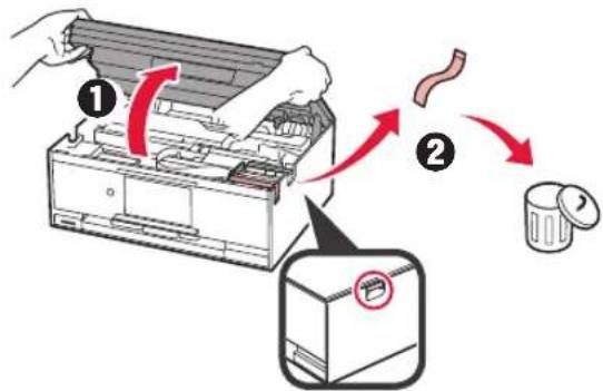CANON Pixma TS9000 - Rimozione del materiale di imballaggio/ Accensione della stampante - 3
