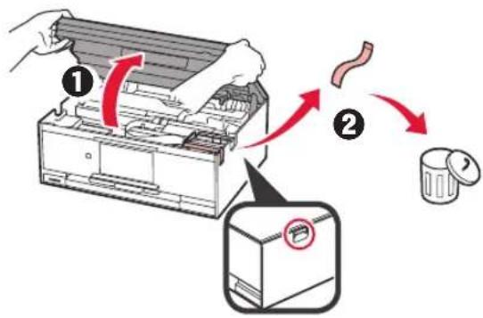 CANON Pixma TS9000 - Retrait des matériaux d'emballage / Mise sous tension de l'imprimante - 3