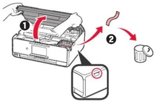 CANON Pixma TS8000 - Remoción de los materiales de empaquetado y encendido de la impresora - 3
